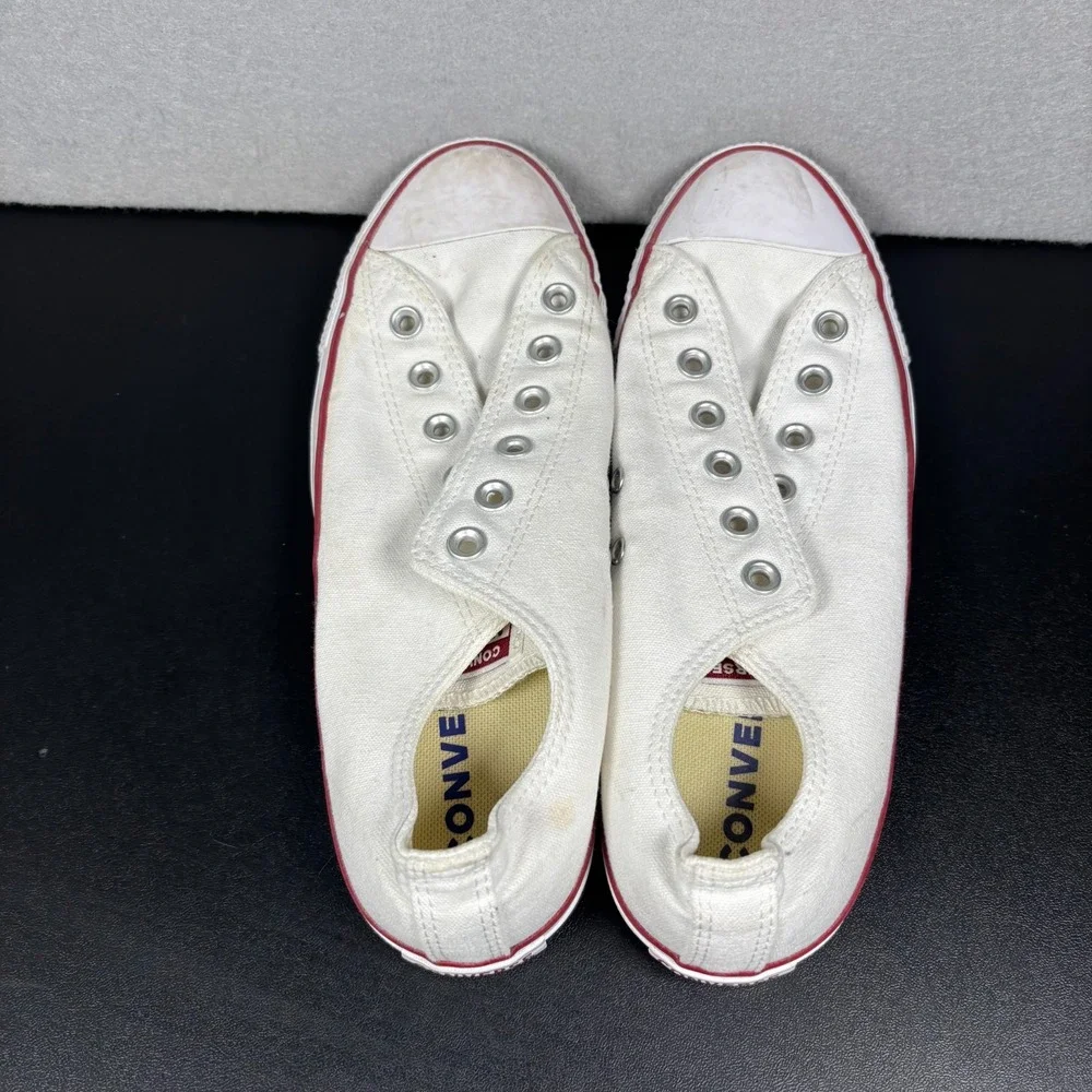 Converse Chuck Taylor All Star Slip On White Canvas Shoes Mens 8 Womens 10 READ